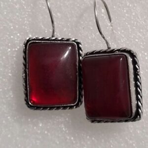 Red Stoned Ear Rings