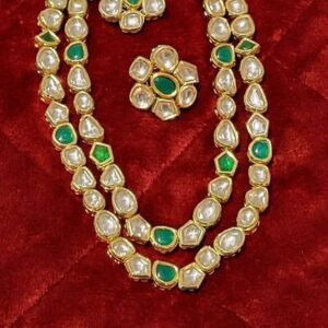 Kundan Layered Necklace with Floral Ear Rings